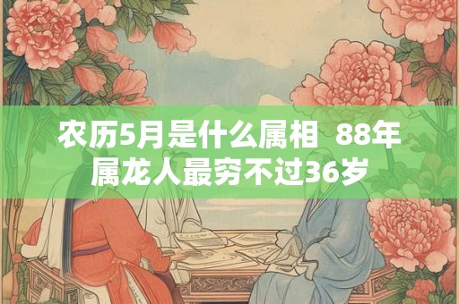 农历5月是什么属相 88年属龙人最穷不过36岁 农历5月是什么属相 88年属龙人最穷不过36岁
