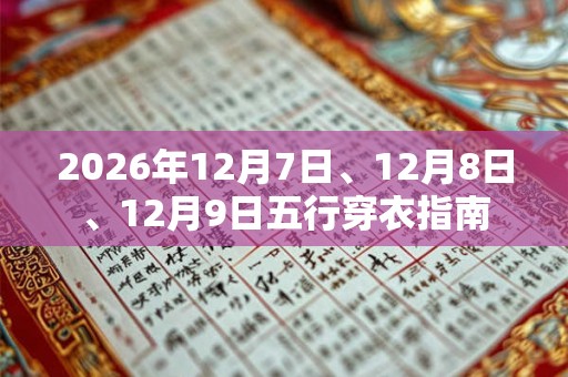 2026年12月7日、12月8日、12月9日五行穿衣指南