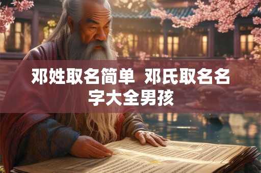 邓姓取名简单  邓氏取名名字大全男孩