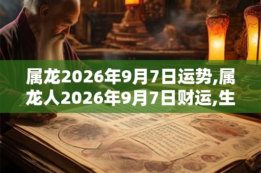 属龙2026年9月7日运势,属龙人2026年9月7日财运,生肖龙2026年9月7日运势