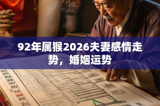 92年属猴2026夫妻感情走势,婚姻运势 92年属猴2026夫妻感情走势,婚姻运势