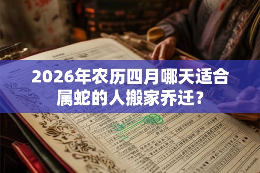 2026年农历四月哪天适合属蛇的人搬家乔迁? 2026年农历四月哪天适合属蛇的人搬家乔迁?