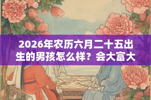 2026年农历六月二十五出生的男孩怎么样？会大富大贵吗？