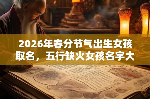 2026年春分节气出生女孩取名，五行缺火女孩名字大全