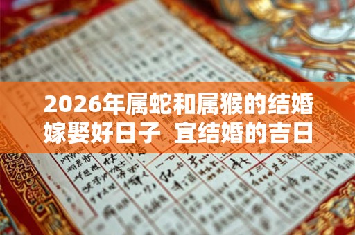 2026年属蛇和属猴的结婚嫁娶好日子  宜结婚的吉日
