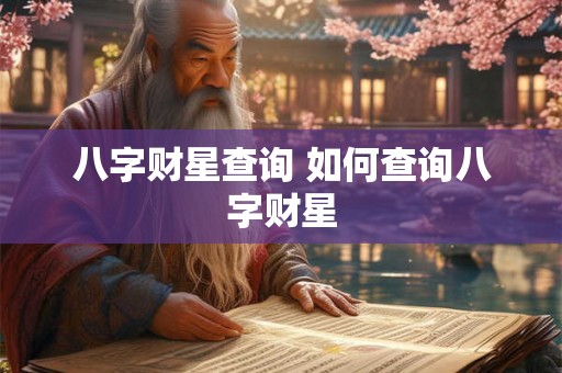 八字财星查询 如何查询八字财星
