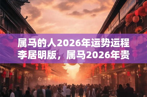 属马的人2026年运势运程李居明版，属马2026年贵人是谁？