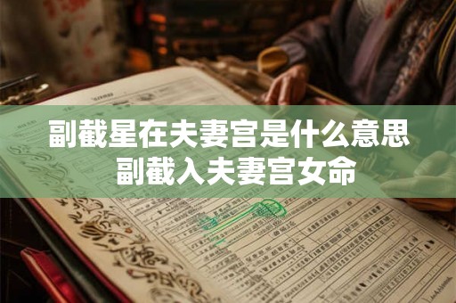副截星在夫妻宫是什么意思  副截入夫妻宫女命
