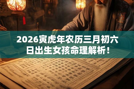 2026寅虎年农历三月初六日出生女孩命理解析！
