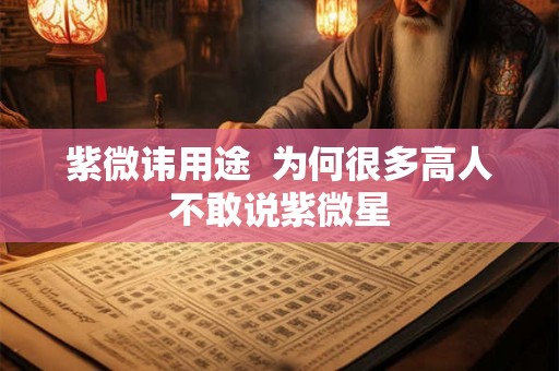 紫微讳用途  为何很多高人不敢说紫微星