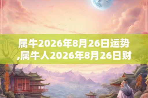 属牛2026年8月26日运势,属牛人2026年8月26日财运,生肖牛2026年8月26日运势