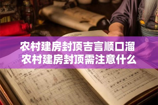 农村建房封顶吉言顺口溜 农村建房封顶需注意什么