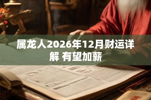 属龙人2026年12月财运详解 有望加薪 属龙人2026年12月财运详解 有望加薪