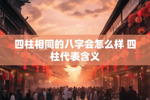 四柱相同的八字会怎么样 四柱代表含义