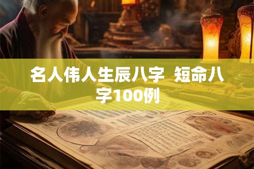 名人伟人生辰八字  短命八字100例