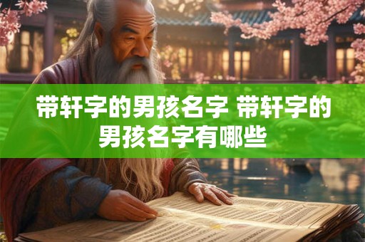 带轩字的男孩名字 带轩字的男孩名字有哪些