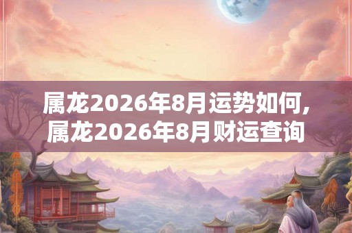 属龙2026年8月运势如何,属龙2026年8月财运查询