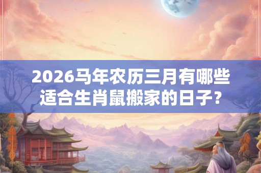 2026马年农历三月有哪些适合生肖鼠搬家的日子？