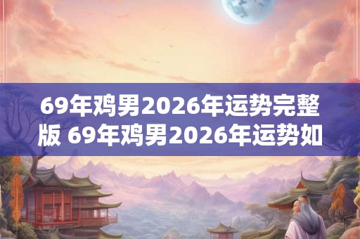 69年鸡男2026年运势完整版 69年鸡男2026年运势如何