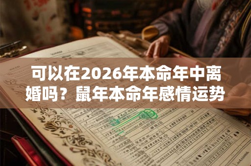 可以在2026年本命年中离婚吗？鼠年本命年感情运势
