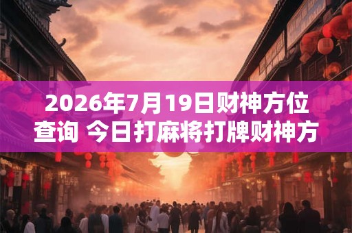 2026年7月19日财神方位查询 今日打麻将打牌财神方位! 2026年7月19日财神方位查询 今日打麻将打牌财神方位!