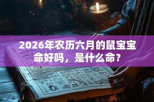 2026年农历六月的鼠宝宝命好吗，是什么命？