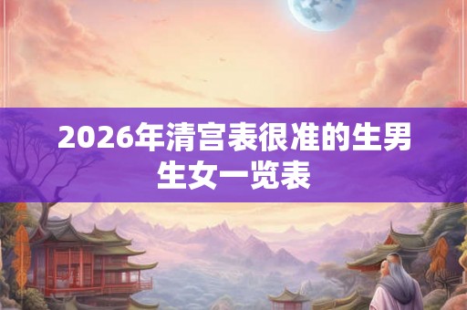 2026年清宫表很准的生男生女一览表