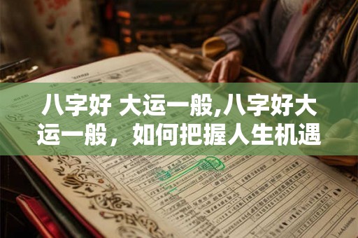 八字好 大运一般,八字好大运一般,如何把握人生机遇? 八字好 大运一般,八字好大运一般,如何把握人生机遇?