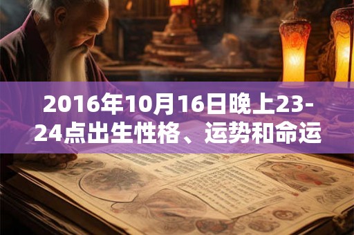 2016年10月16日晚上23-24点出生性格、运势和命运