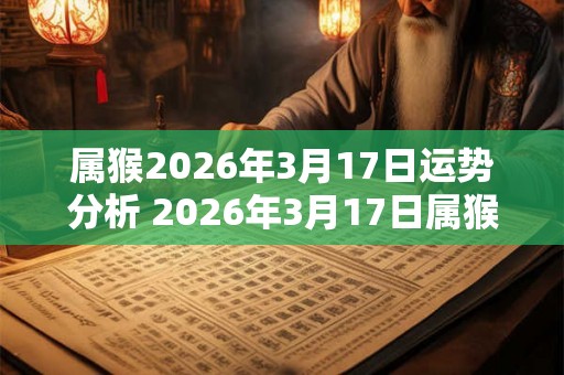 属猴2026年3月17日运势分析 2026年3月17日属猴人运势好吗