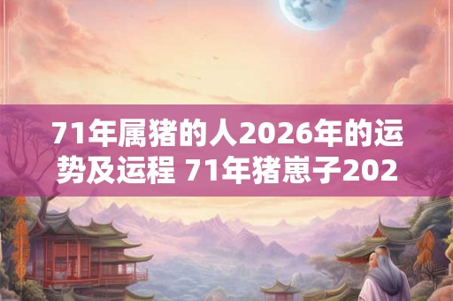 71年属猪的人2026年的运势及运程 71年猪崽子2026年运势如何