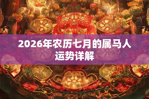 2026年农历七月的属马人运势详解
