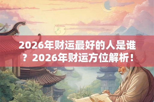 2026年财运最好的人是谁？2026年财运方位解析！
