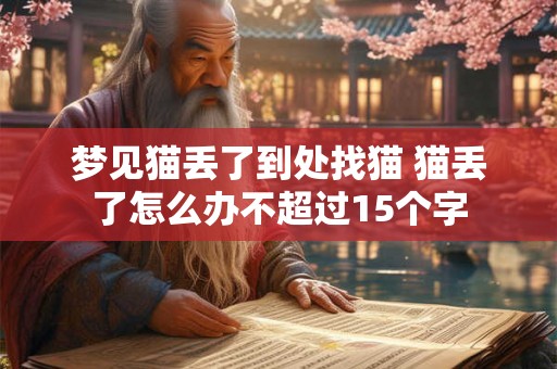 梦见猫丢了到处找猫 猫丢了怎么办不超过15个字