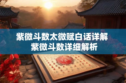 紫微斗数太微赋白话详解  紫微斗数详细解析