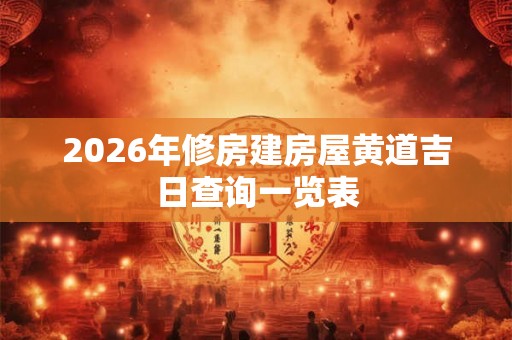 2026年修房建房屋黄道吉日查询一览表