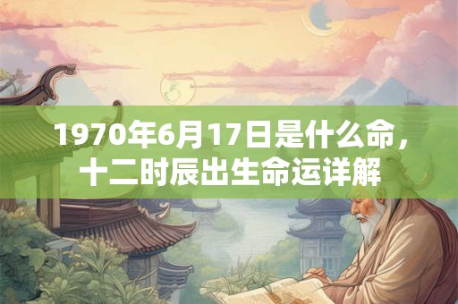 1970年6月17日是什么命，十二时辰出生命运详解