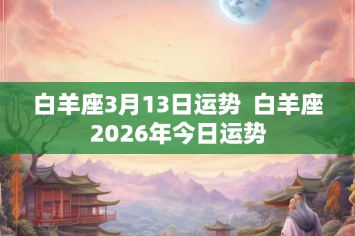 白羊座3月13日运势  白羊座2026年今日运势