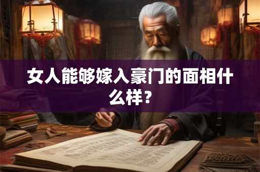 女人能够嫁入豪门的面相什么样？