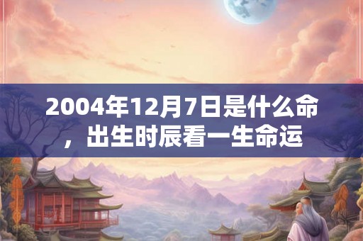 2004年12月7日是什么命，出生时辰看一生命运