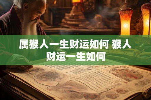 属猴人一生财运如何 猴人财运一生如何