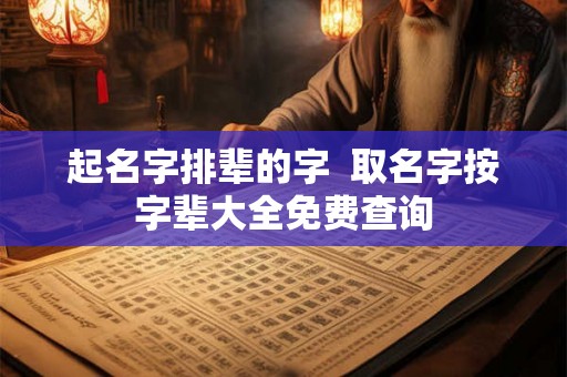 起名字排辈的字  取名字按字辈大全免费查询