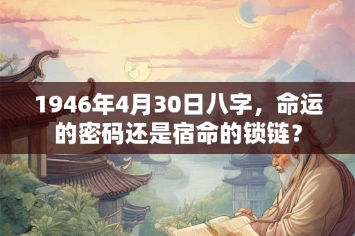 1946年4月30日八字，命运的密码还是宿命的锁链？