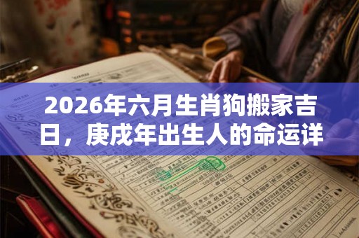 2026年六月生肖狗搬家吉日，庚戌年出生人的命运详解