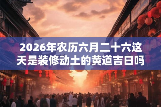 2026年农历六月二十六这天是装修动土的黄道吉日吗？
