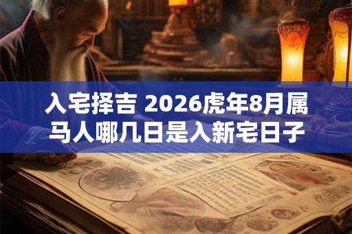 入宅择吉 2026虎年8月属马人哪几日是入新宅日子