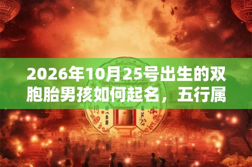 2026年10月25号出生的双胞胎男孩如何起名，五行属什么