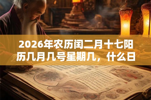 2026年农历闰二月十七阳历几月几号星期几，什么日子？