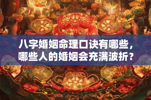 八字婚姻命理口诀有哪些，哪些人的婚姻会充满波折？