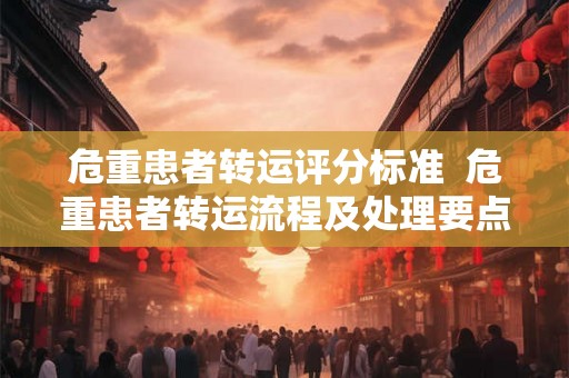 危重患者转运评分标准  危重患者转运流程及处理要点